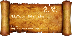 Nádor Nándor névjegykártya